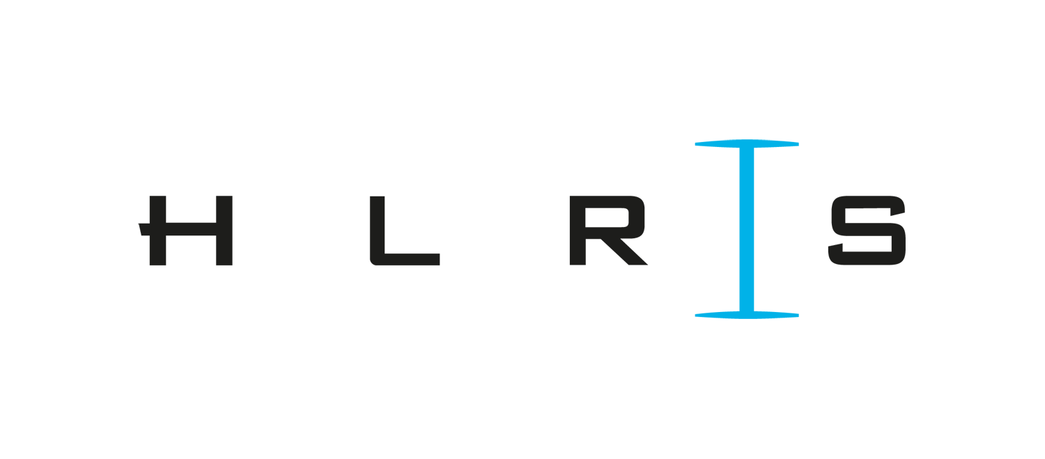 Logo of HLRS (Höchstleistungsrechenzentrum Stuttgart). The abbreviation letters in black are accompanied only by a light blue computer cursor symbol (a vertical bar with horizontal lines extending from the top and bottom) in between the R and the S.