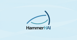 HammerHAI logo on a blue background with wave patterns.