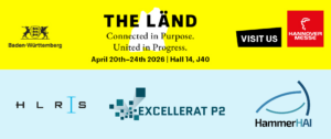 Visual showing Baden-Württemberg and Hannover Messe logos with event details, plus logos of HLRS, EXCELLERAT P2, and HammerHAI.