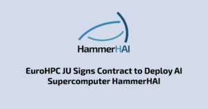 The HammerHAI-Logo above the title "EuroHPC JU Signs Contract to Deploy AI Supercomputer HammerHAI".